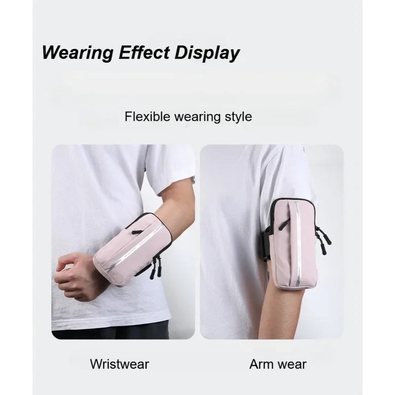 Tas lengan untuk berlari, kantong ponsel, perlengkapan olahraga kebugaran luar ruangan, kantong penyimpanan pergelangan tangan dan lengan