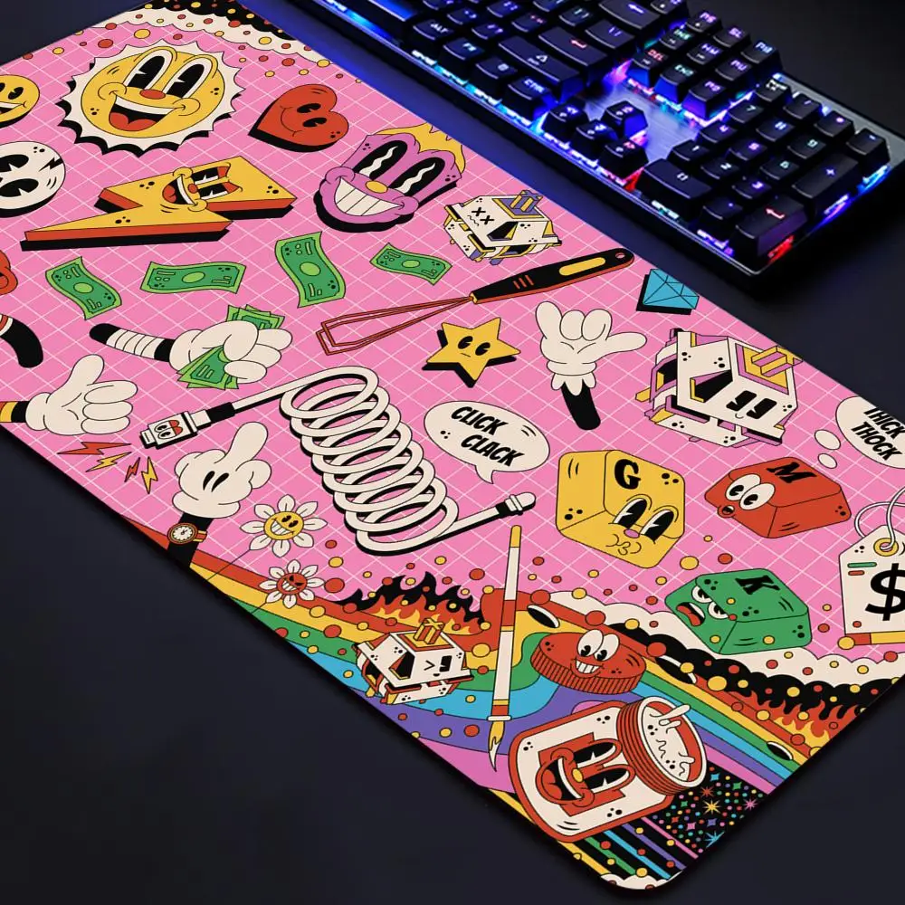 

Kawaii Purple Switch Desk Mat Gaming Mousepad Anime Gamer Keyboard Office Accessories Desktop Computers Mat Mouse Mat Rubber Mat