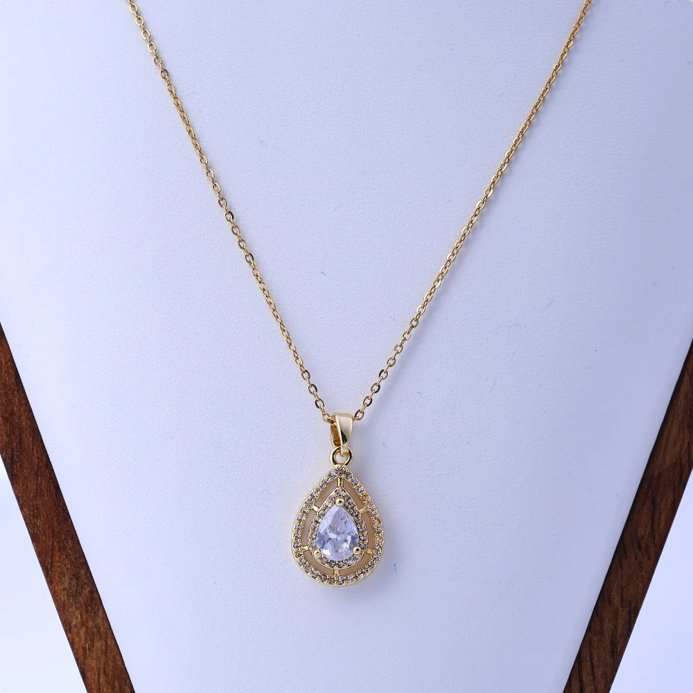 Transparent water drops, zircon pendants, necklaces, light luxury, niche titanium steel, non-fading, Internet celebrity clavicle