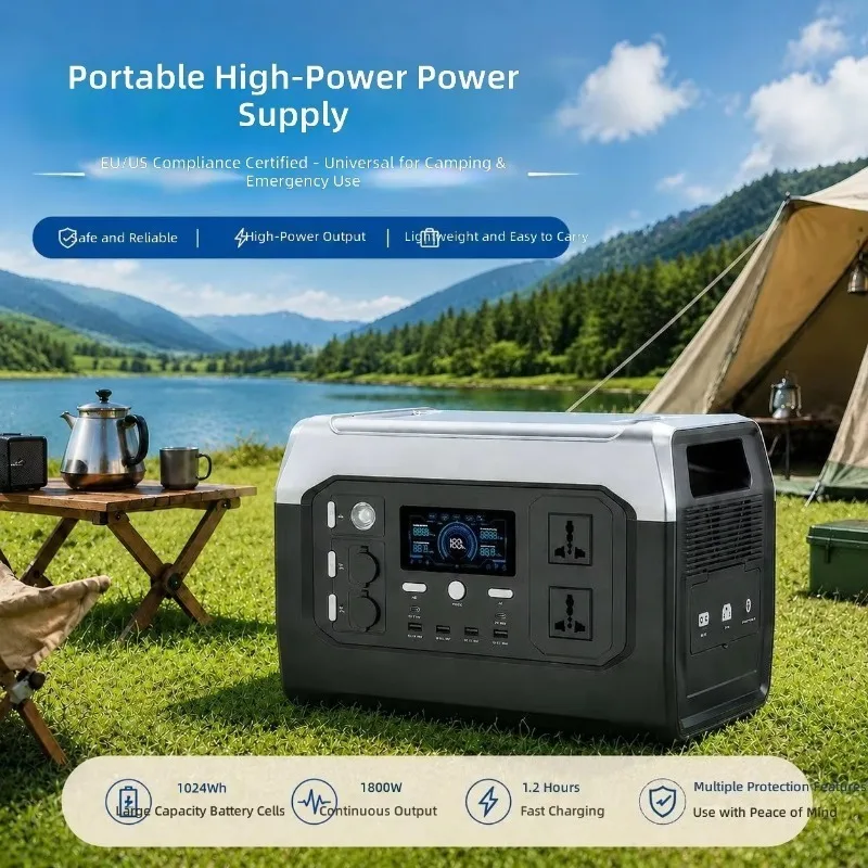 1800W 1024Wh Portable Power Station Solar Generator for Outdoor Camping RV Backup Storage