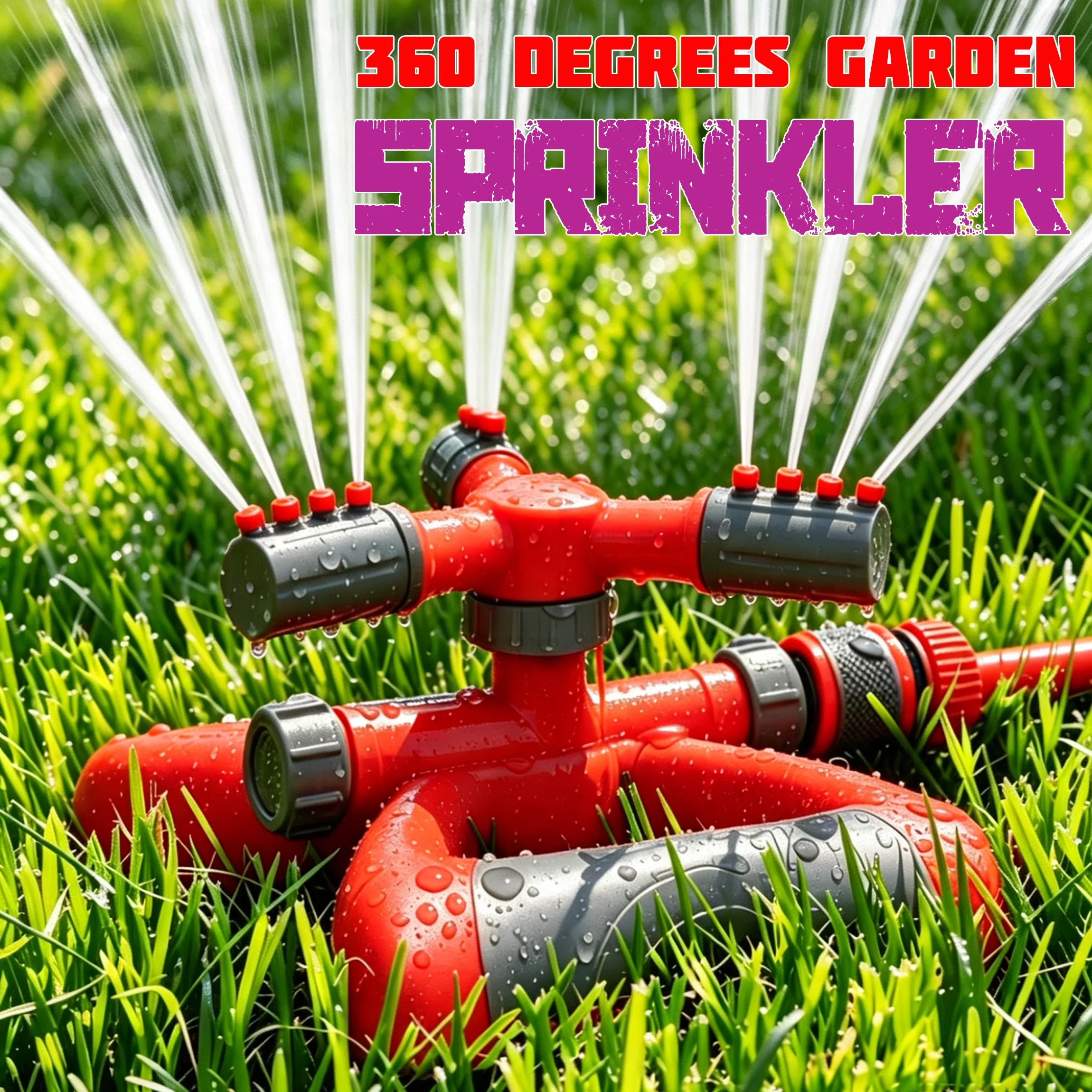 360° Auto-Rotating Sprinkler Nozzle - Adjustable Spray Patterns for Lawn/Garden/Agricultural Irrigation, Water-Saving Tool