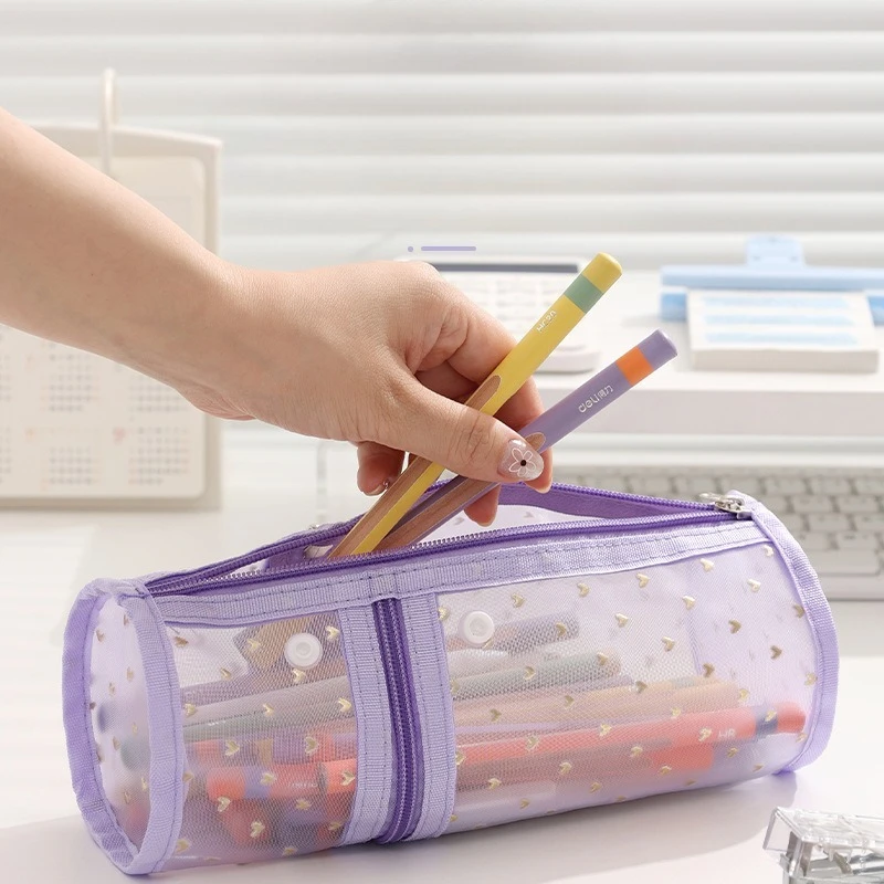 

Multi-purpose Mesh Vertical Pencil Case Pencil Pouch Student Stationery Organizer School Supplies Makeup Travel Cosmetic Bag YUZ