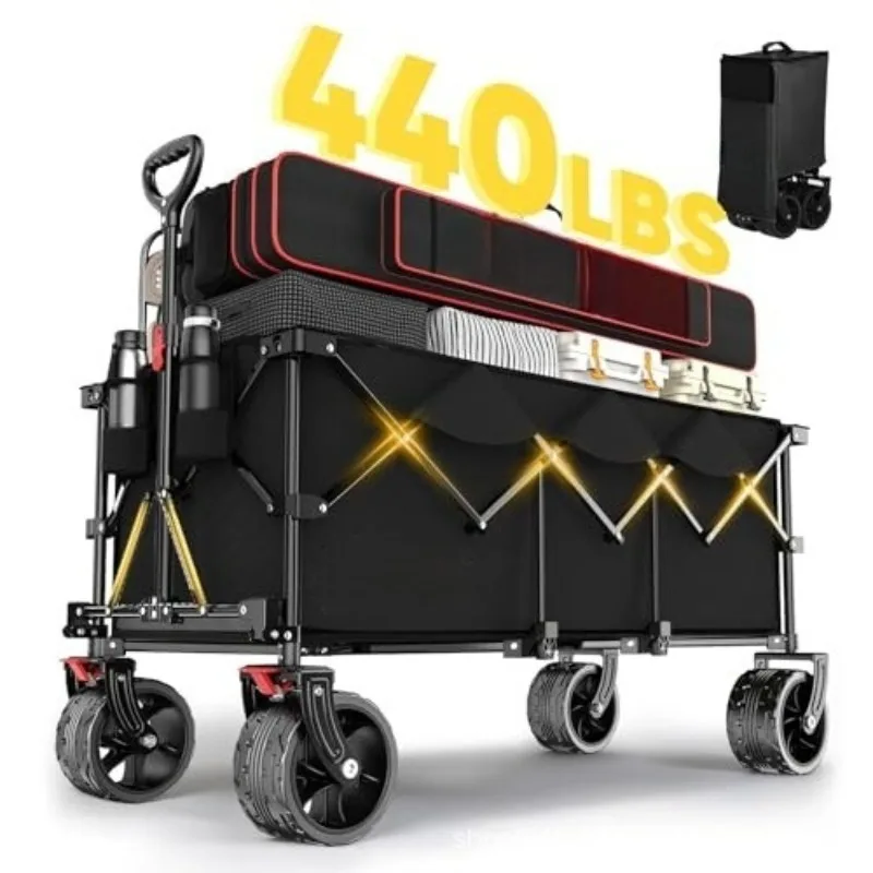 Outdoor foldable camping carts, large-capacity camping carts, picnic portable four-wheelers