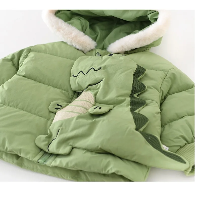 HoneyCherry Children\'s Jackets Winter New Cartoon Dinosaur Cotton Clothing Boys and Girls Winter Outside The Cotton Jacket