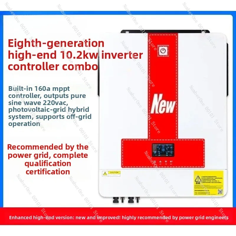 10.2KW Solar Inverter, Off-Grid & Grid-Tied, Built-in MPPT 8.2K, High Frequency with WiFi Mobile Monitoring