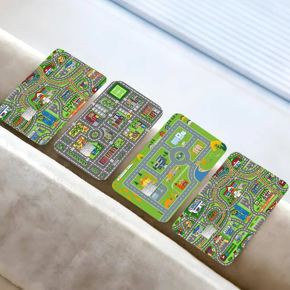 Child Playmat Highway Simulated City Traffic Fashion Matte Gold Silver Black Matte Skin Sticker Tape for Bank Credit Debit Card