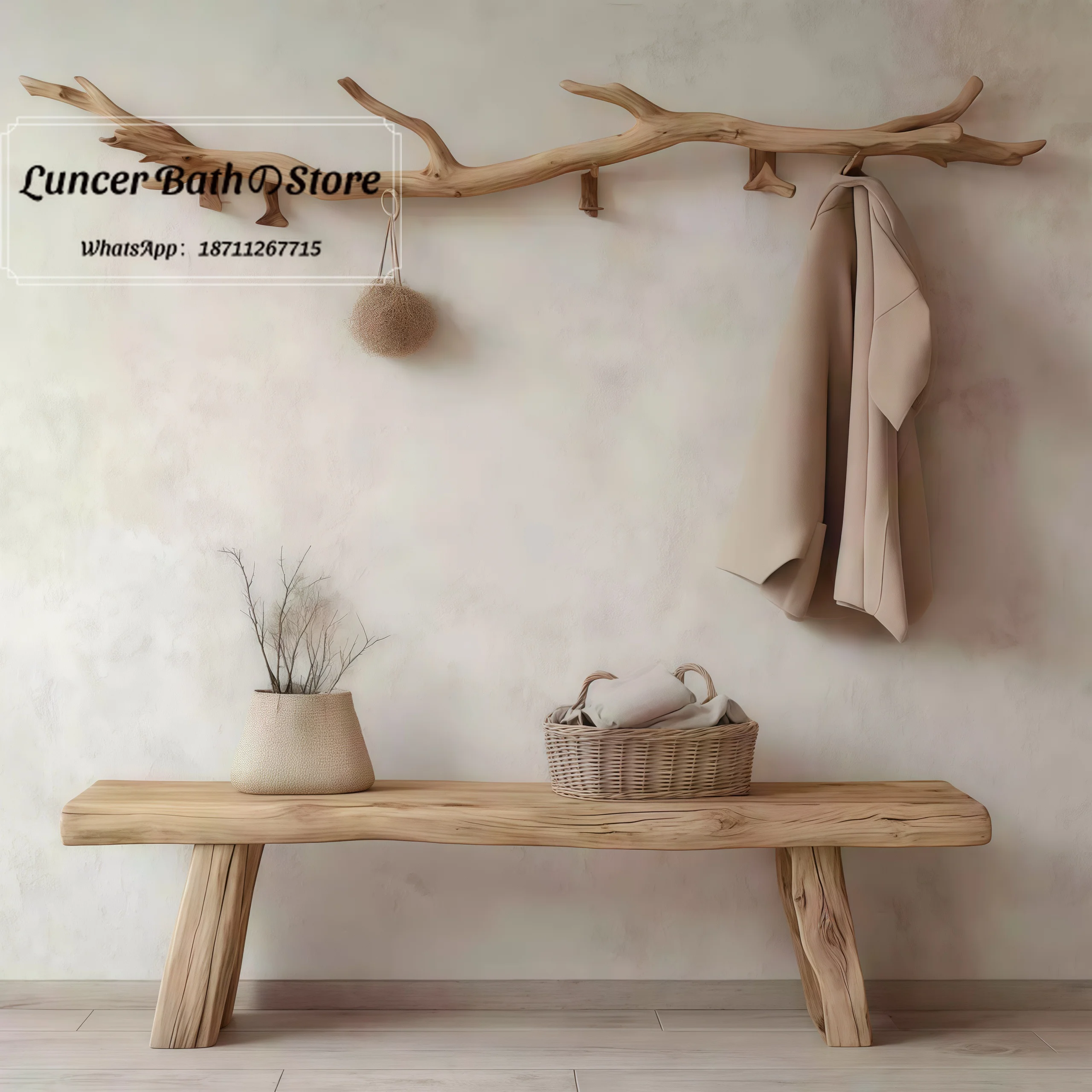Clothing shelf Nordic solid wood coat rack Home bedroom Creative hanger Modern simple homestay Wall-mounted display rack