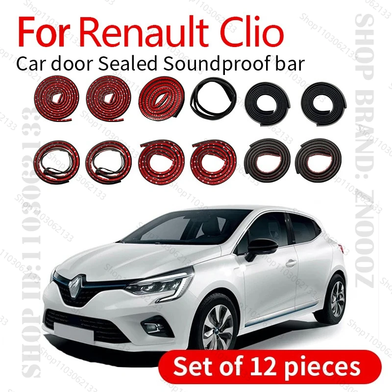 

For Renault Clio FJB Car Door Seal Strip Rubber Double Layer Sealing Protector Soundproof Strip Dustproof Seal Strip 12PCS Set