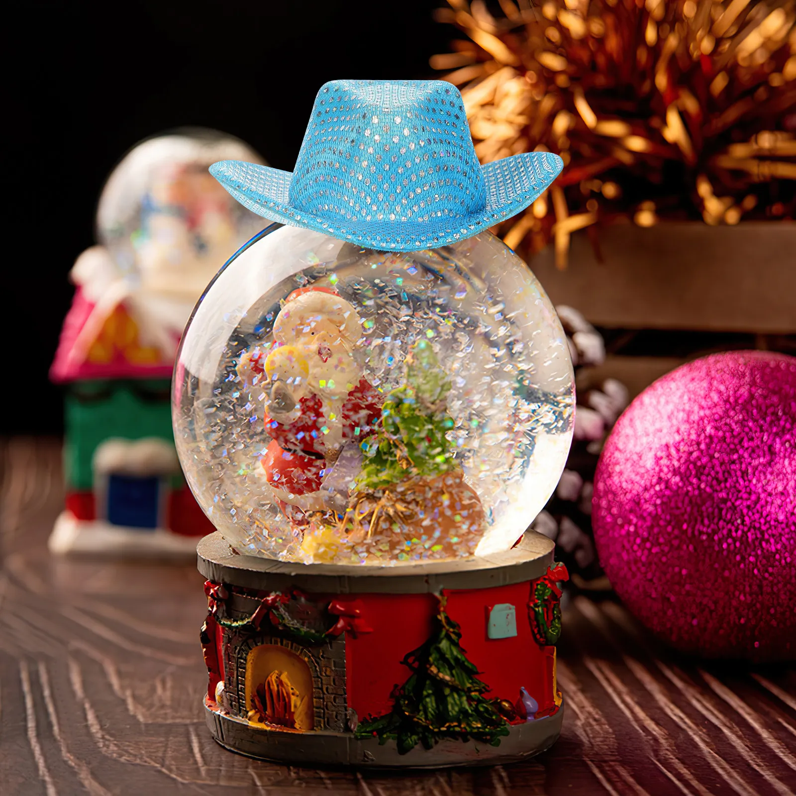 12 Peças Mini Chapéus de Cowgirl com Glitter, Decorações de Chapéus de Cowboy Pequenos para Festas, Artesanato, Suprimentos Ocidentais, Capas para Garrafas de Vinho