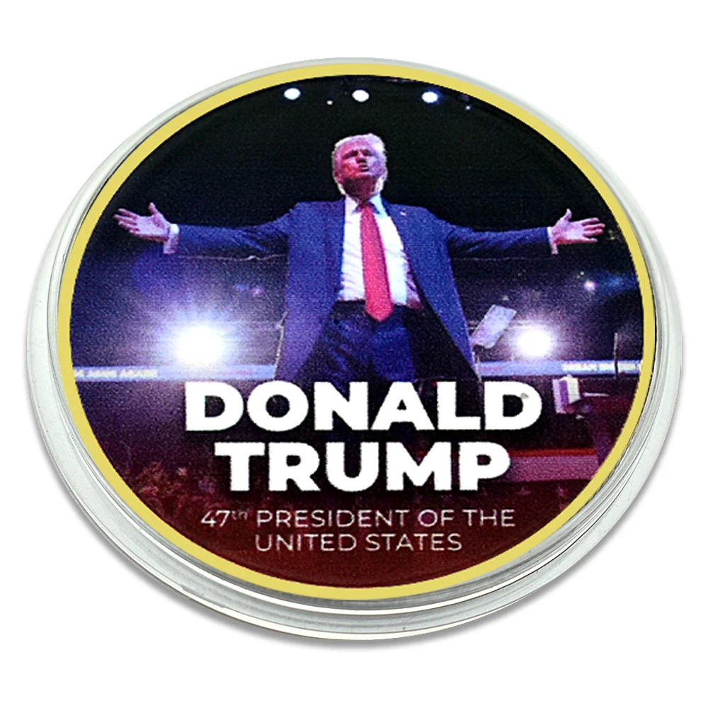 

2024 47th US President Donald Trump Gold Plated Challenge Coin 45th To 47th Metal Medal with Plastic Case Art Craft