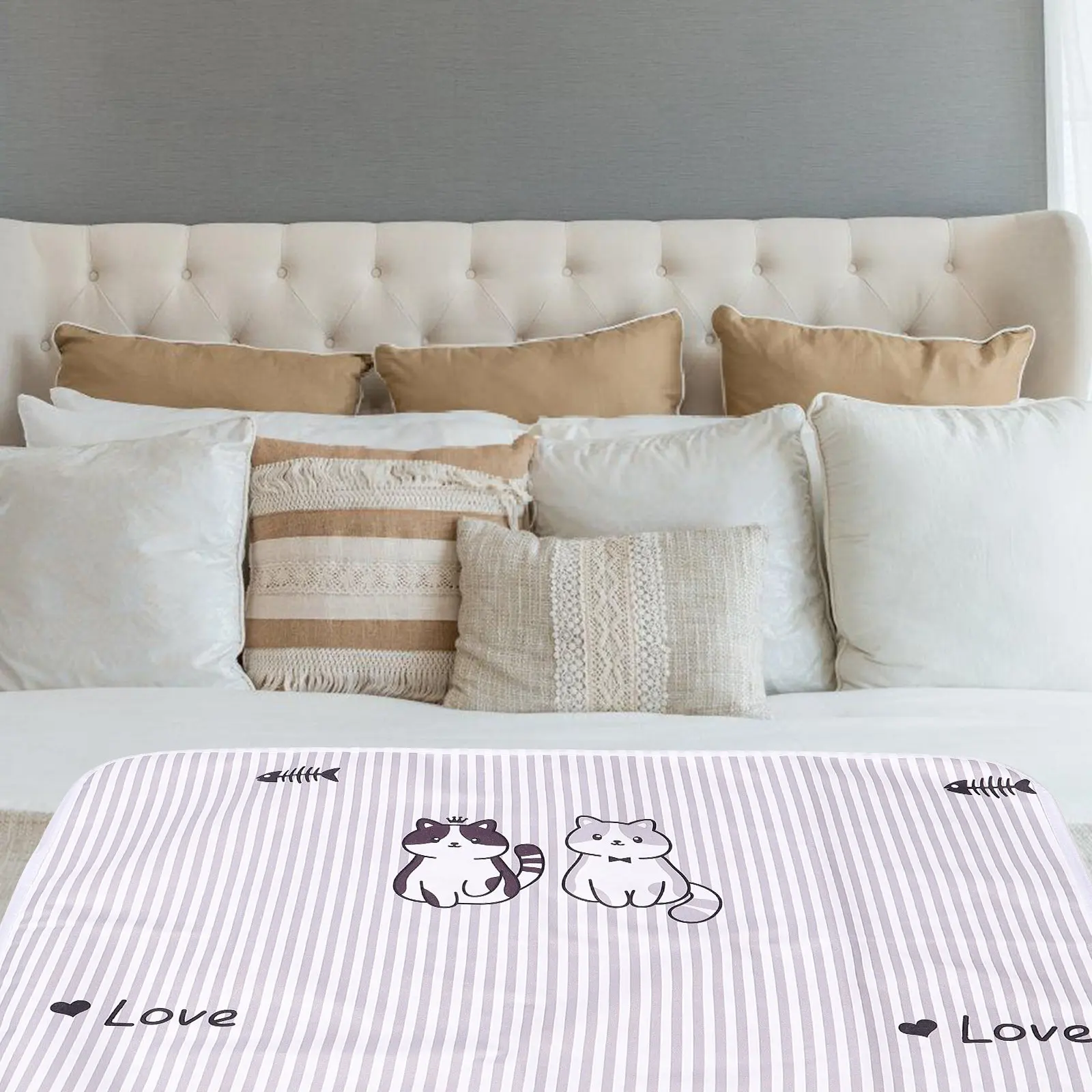 breathable-waterproof-mattress-protective-pad-double-sided-cat-design-multipurpose-changing-pad-for-incontinence-menstruation