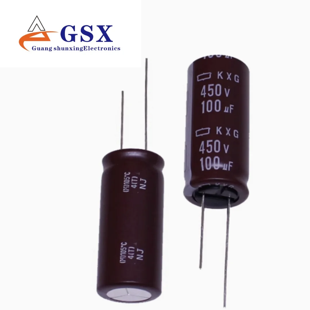 

100UF 450V imported aluminum electrolytic capacitor 450v100uf 18 * 40 Black Diamond KXG with long lifespan