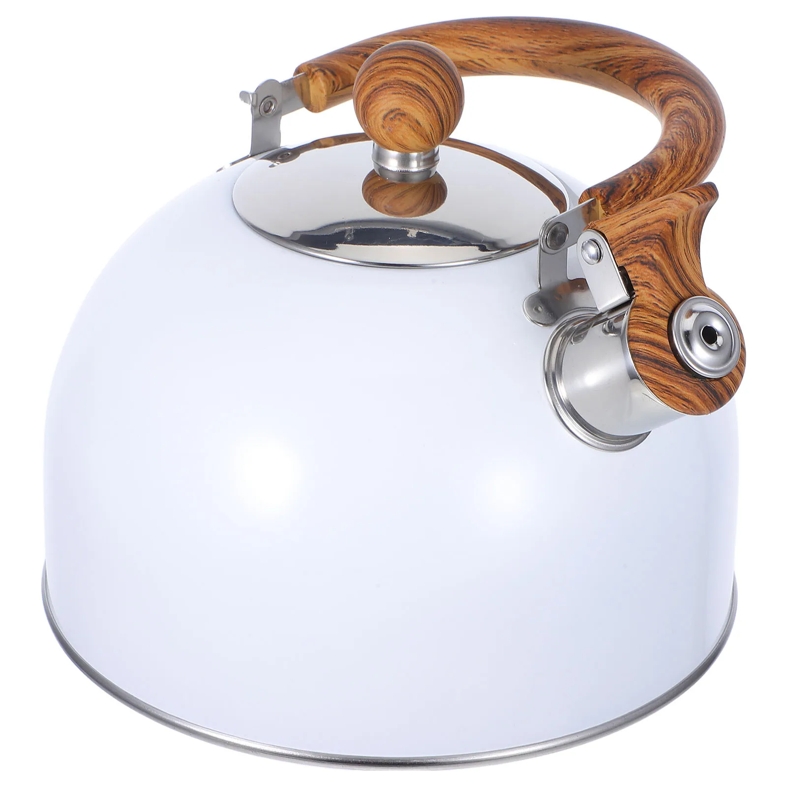 

1pc White Water Kettle 2.5L Home Kitchen Whistle Boiling Kettle Heat Resistant Handle Gas Induction Cooker Reliable