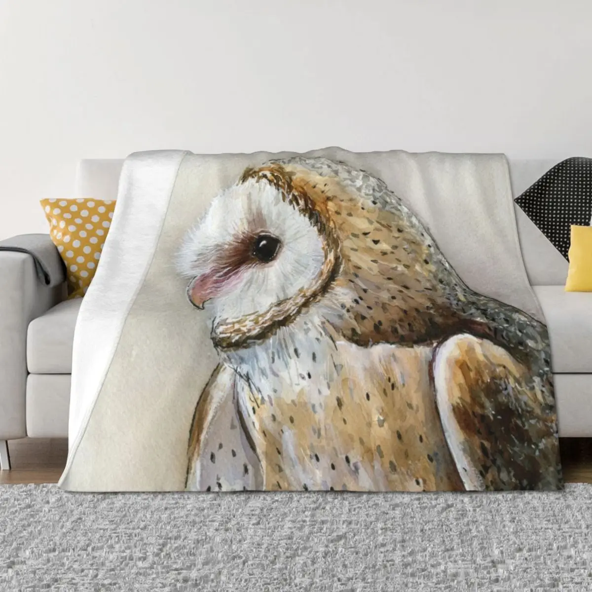 

Barn Owl Watercolor Throw Blanket for babies Furrys Decorative Sofa Summer Beddings Blankets