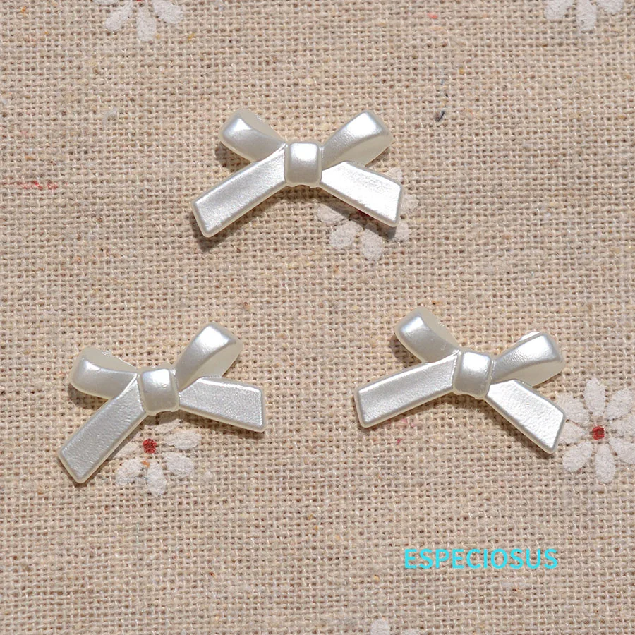 22MM Beige Color Imitation Pearl Bowknot Beads ABS Bow Spacer Bracelet Necklace Making Fittings DIY Jewelry Accessories 50pcs