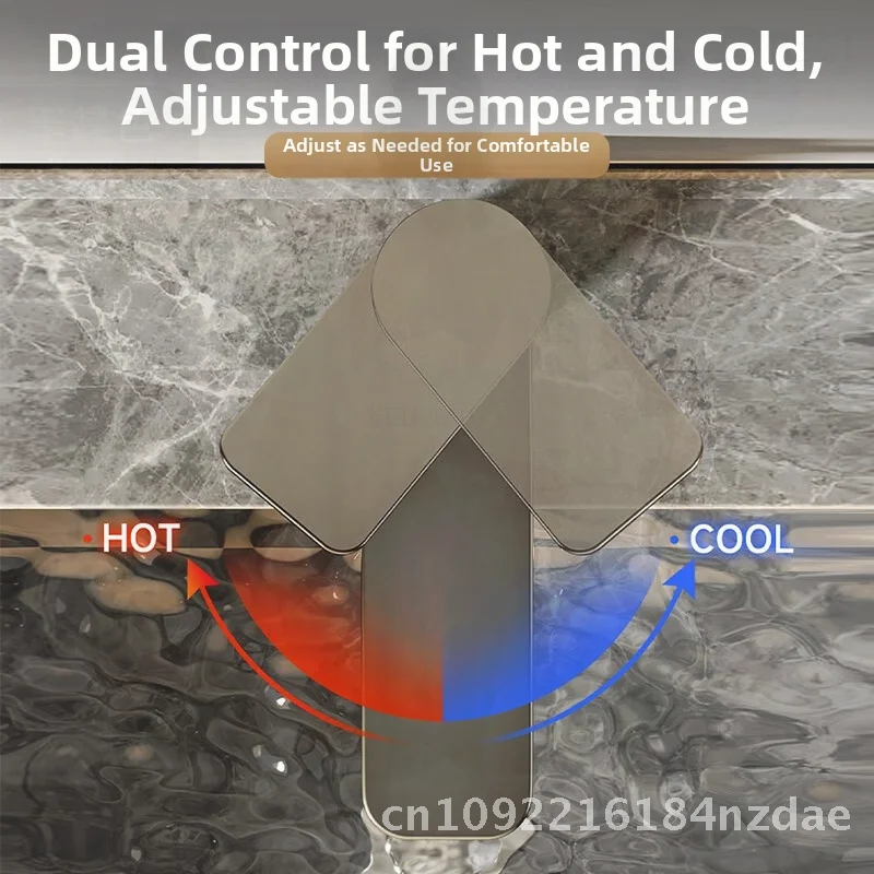 

Stainless Steel Single Hole Bathroom Faucet Gray Modern Minimalist Washbasin Mixer with Hot And Cold Water Inlet Pipe 60CM