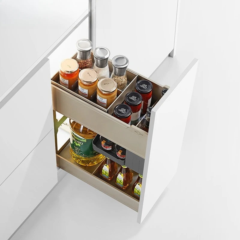 Kitchen Cabinet Seasoning Basket Drawer Double Layer Storage Rack