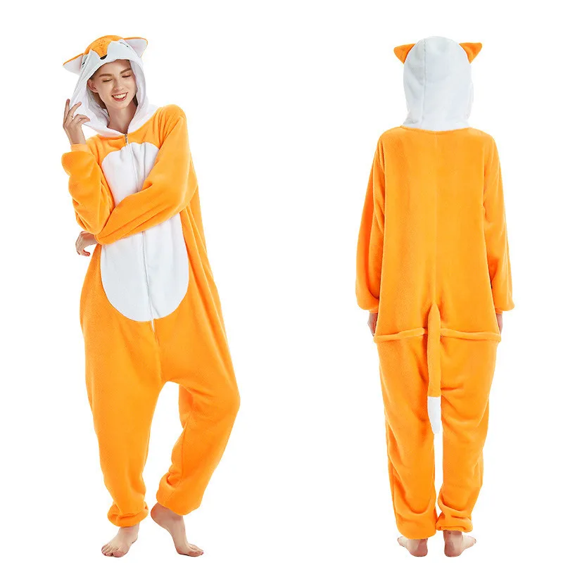 Adult Animal Onesies Women Men Sleepwear Unisex Kigurumi All in One Pyjamas Animal Suits Cosplay Unicorn Fox Garments Pajamas