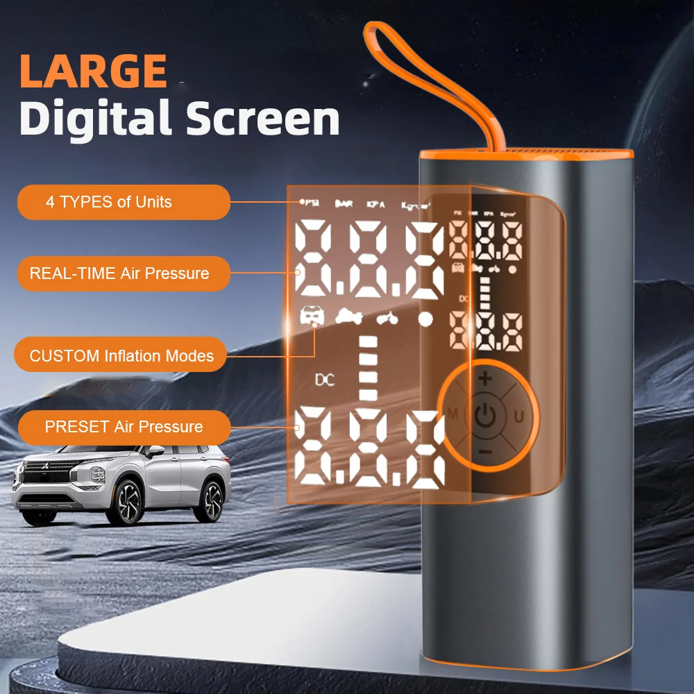 Wireless Portable Tire Inflator 6000mAh Air Pump Digital LED Auto Stop Power Bank for Car Motorcycle Bike Ball Swim Ring