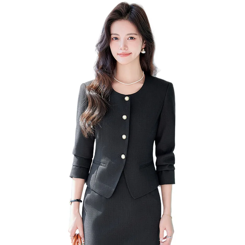 Spring Summer Long Sleeve Women Business Work Wear Suits with Skirt and Tops Formal Professional Office OL Styles Dress Sets