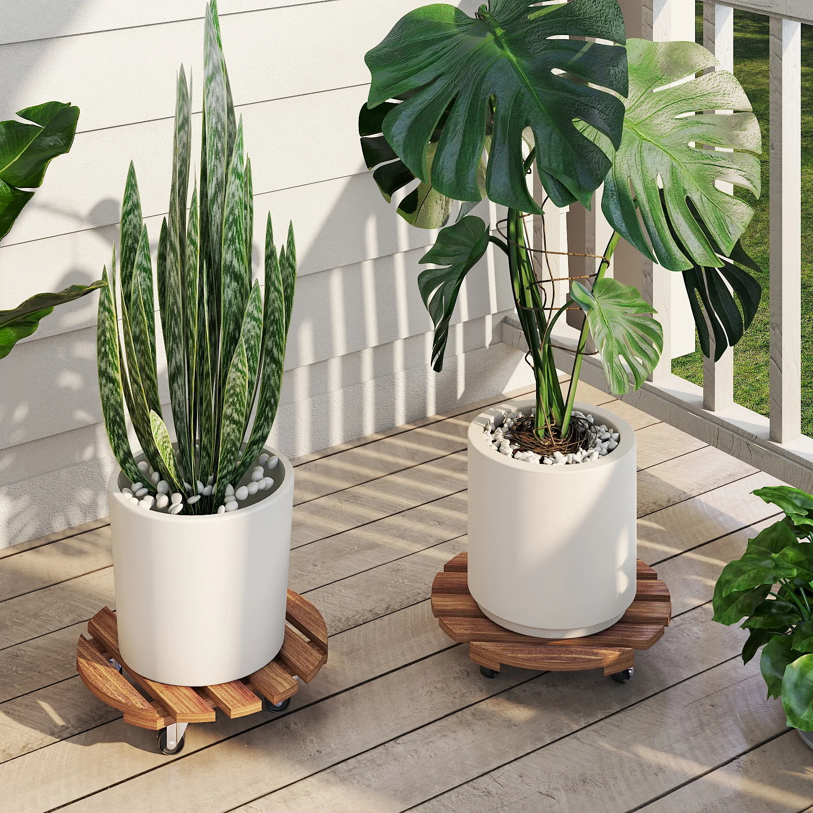 Bamworld مصنع العلبة في الهواء الطلق حامل النبات 12in المتداول عجلات زارع عربة زهور دوللي الثقيلة النباتات الكبيرة بكرات 2 حزمة #2