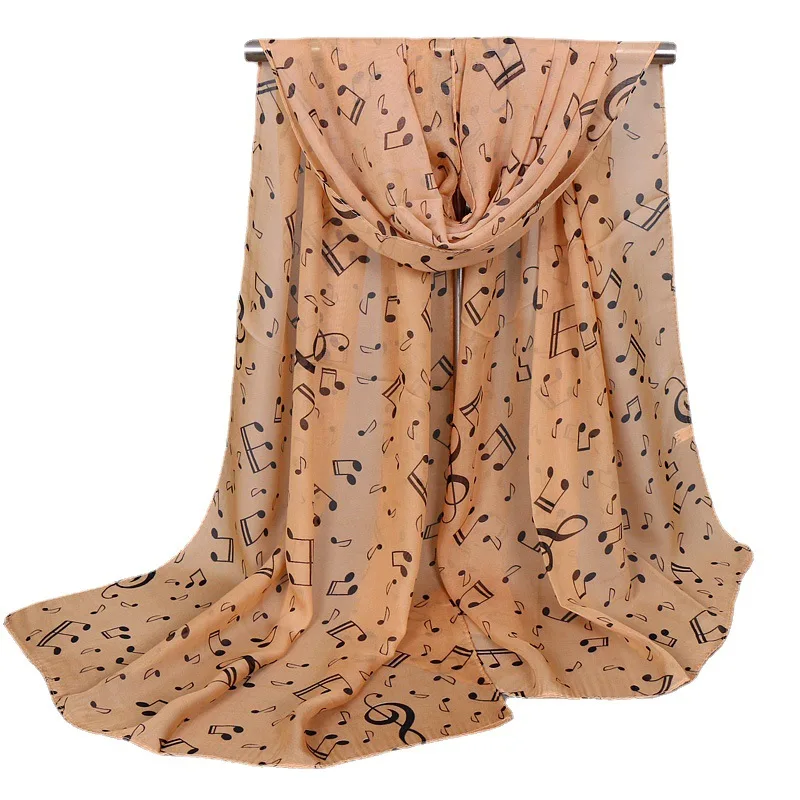 New Export Music Note Scarf, Hot Sale Brand Chiffon Silk Scarf, Factory Wholesale XQ110