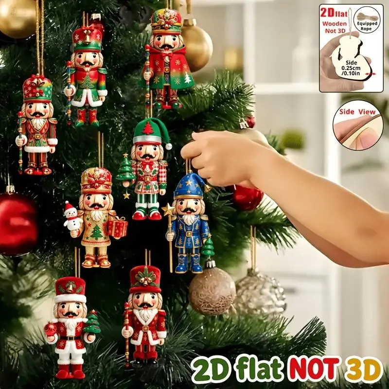 9/18 Pcs Small Wooden Nutcracker Soldier Pendants Christmas Hanging Ornaments for Tree Window School Holiday Activity Decor