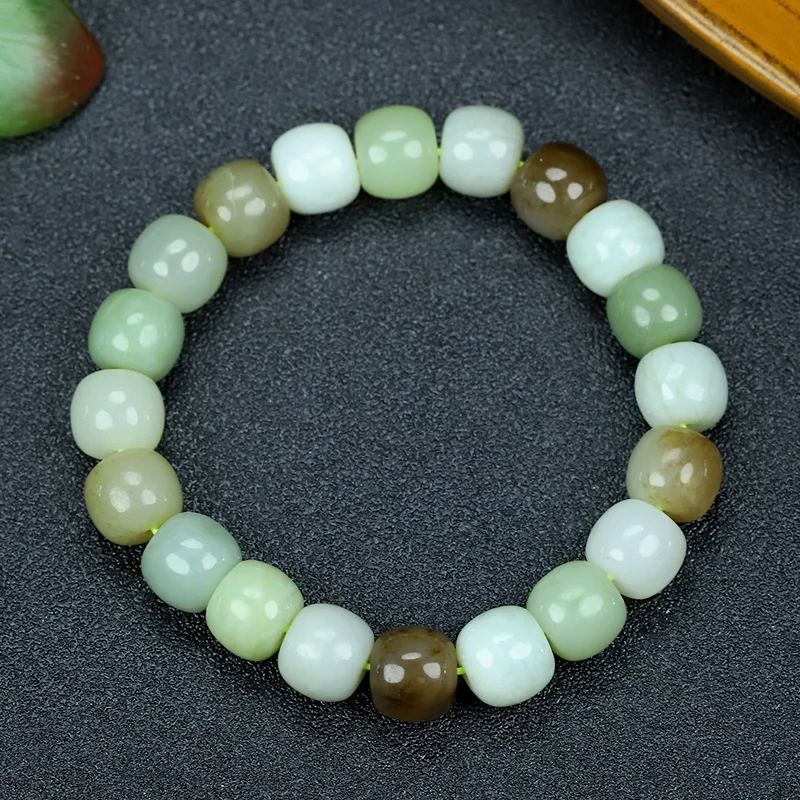 

New Natural Hotan Jade Colorful Old Type Beads Bracelet Handring Classical Elegance Hand-String Fine Jewellry