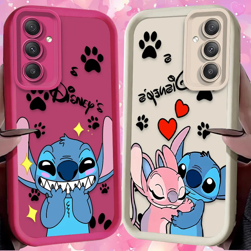 Lovely Disney Stitch Angel Case for Samsung Galaxy A55 A35 A25 A15 A05 A05S 5G A24 A13 A23 A12 A22 A32 A52 A52S A71 A72 A51 4G