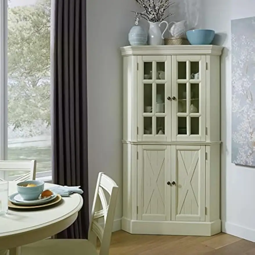 Seaside Lodge Corner China Cabinet, Off White