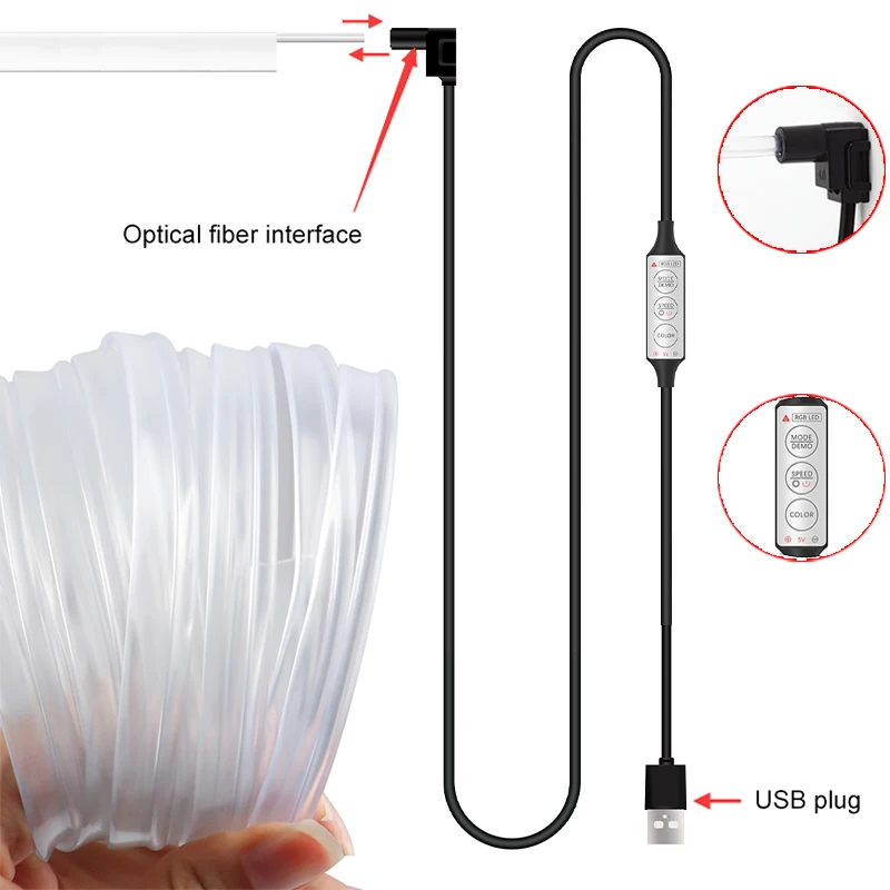 1/2/3/4/5M Car LED Ambient Light Strip USB EL Wire RGB Neon Multiple Mode Flexible Glow Cable Light Interior Decoration Lighting