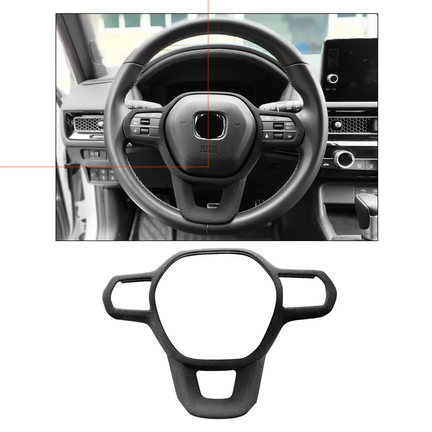 

Italian Suede Interior Protective Mat for HONDA CRV 2023 2024 2025 Car Steering Wheel Label Suede Black Steering Wheel Cover