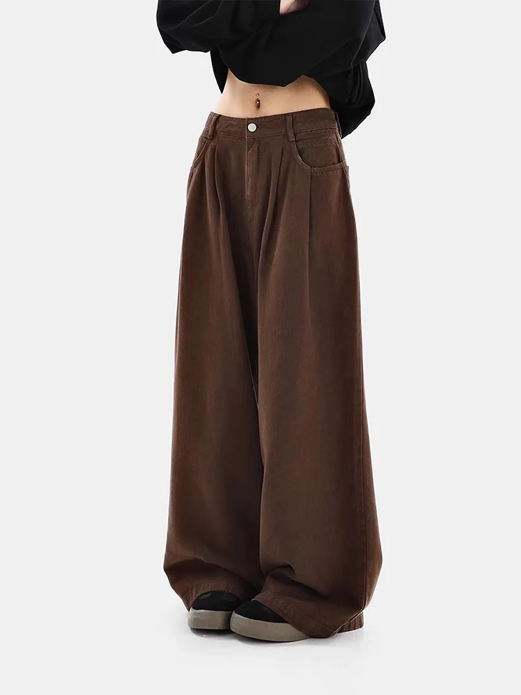 

Women's Vintage High Waist Wide Leg Jeans Streetwear Loose Casual Straight Denim Pants Fashion Baggy Trousers
