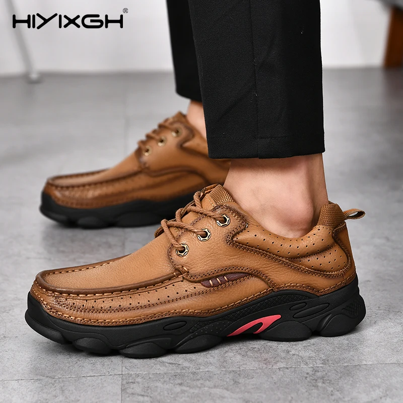 

Men's Breathable Outdoor Casual Leather Shoes Fashion Multi-Function Soft Sole Non-Slip Comfortable Shoes