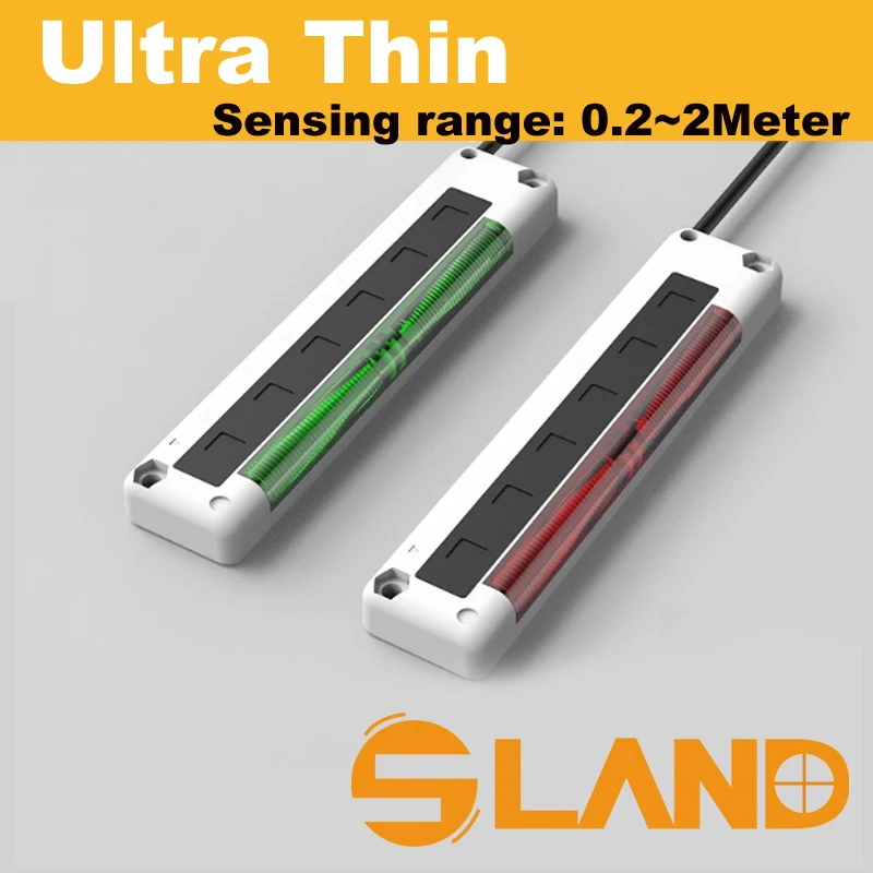 Ultra Thin Safty Light Curtain 6pcs 8pcs 12pcs 16pcs light axis, 24VDC Power Area Sensing Detection Sensors