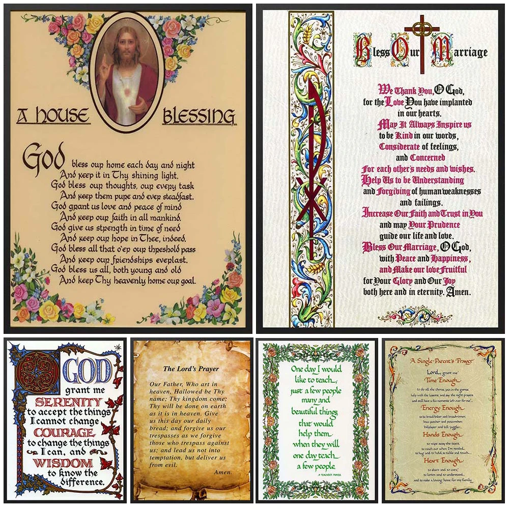 PSALM 23 GOD MADE GIRLS SERENITY PRAYER MARRIAGE BLESSING Wall Art Canvas Painting Wall Pictures For Living Room Home Decor