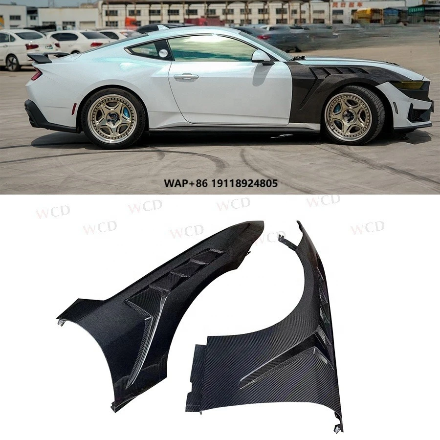 

2024+ for Mustang GT Dark Horse S650 GTD Style Carbon Fiber Front Fender Replacement New Car Side Fender Vent Trim Body Kit