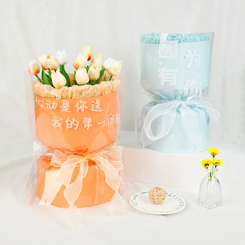 

5pcs Round Bouquet Stereotype Kraft Paper Flowers Rose Package Lining Wrapping Paper Flower Shop Materials Auxiliary Tool