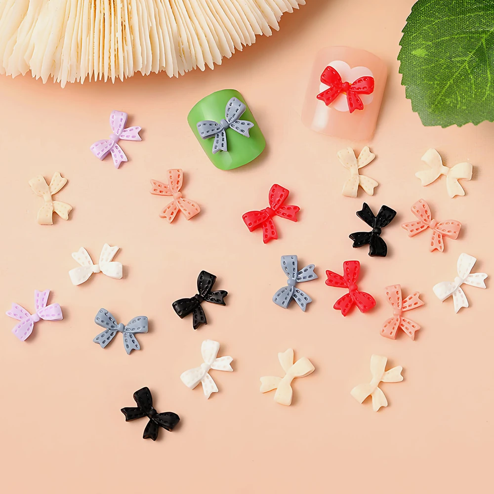 40PCS Classic 3D Acrylic Nail Art Ribbon Bow Charms Accessories Parts For Nails Decoration Manicure Decor Supplies Material Tool