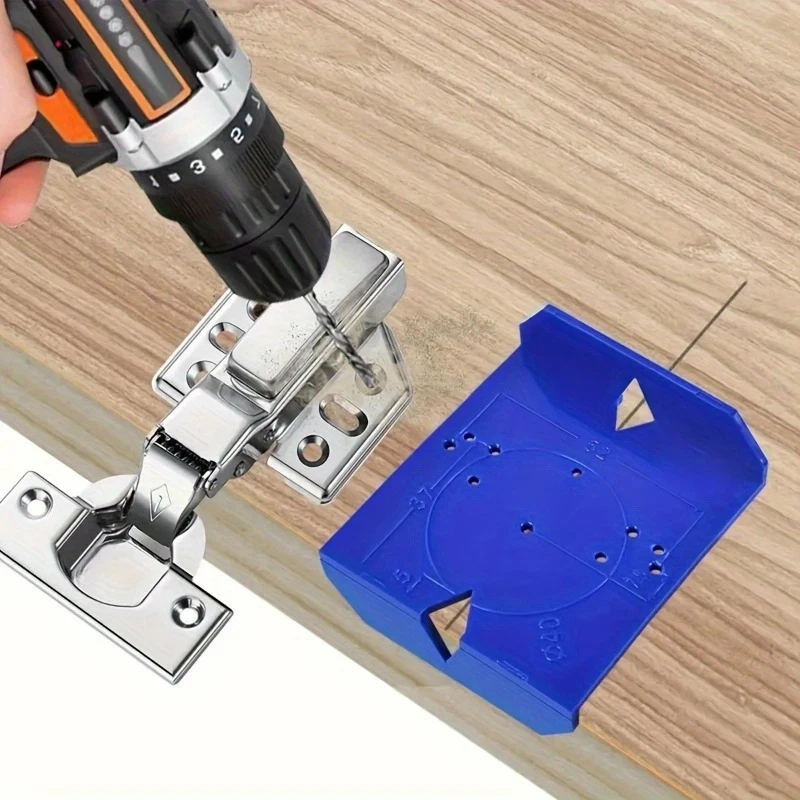 1 Set ABS Plastic Hinge Drilling Locator, Cabinet Door Hinge Hole Positioning Template, Woodworking Drilling Guide for Cabinet I