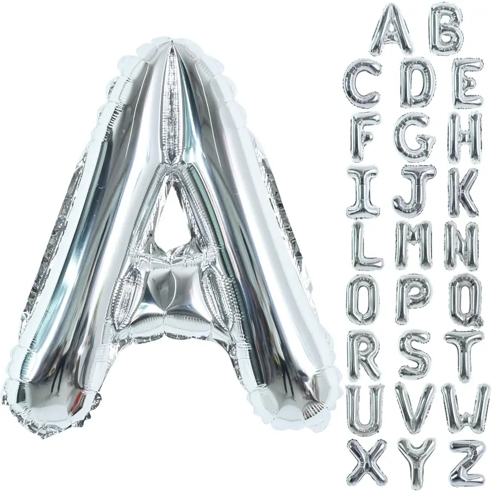 40 Zoll Große Silberne Buchstaben A-Z Ballons, Folien-Mylar-Buchstaben für Abschlussfeier Hochzeit Geburtstag Jubiläum Dekoration – Detail 1