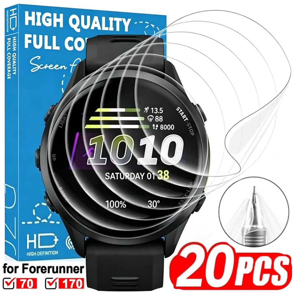 2-20Pcs Soft TPU Hydrogel Film for Garmin Watch Forerunner 70 170 HD Clear Anti-scratch Screen Protectors for Forerunner170/70