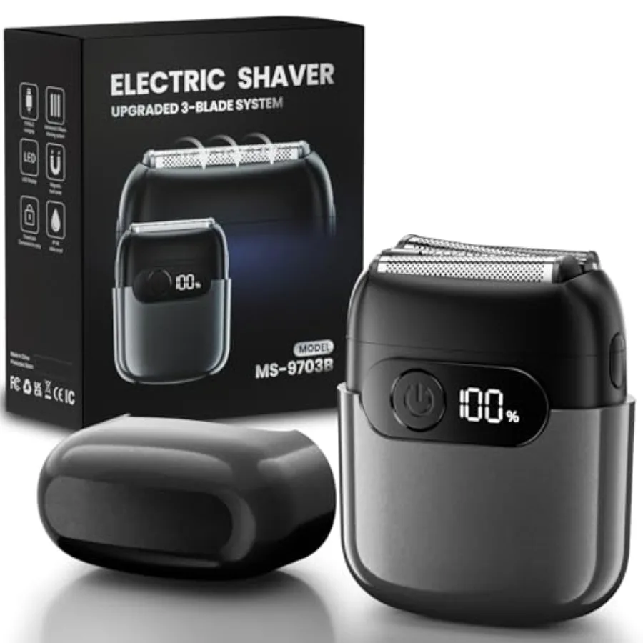 

Electric Foil Shaver for Men, Compact 3D Floating Shaving Heads, Electric Razor for Men, IPX8 Waterproof, USB-C Fast Energy Dee