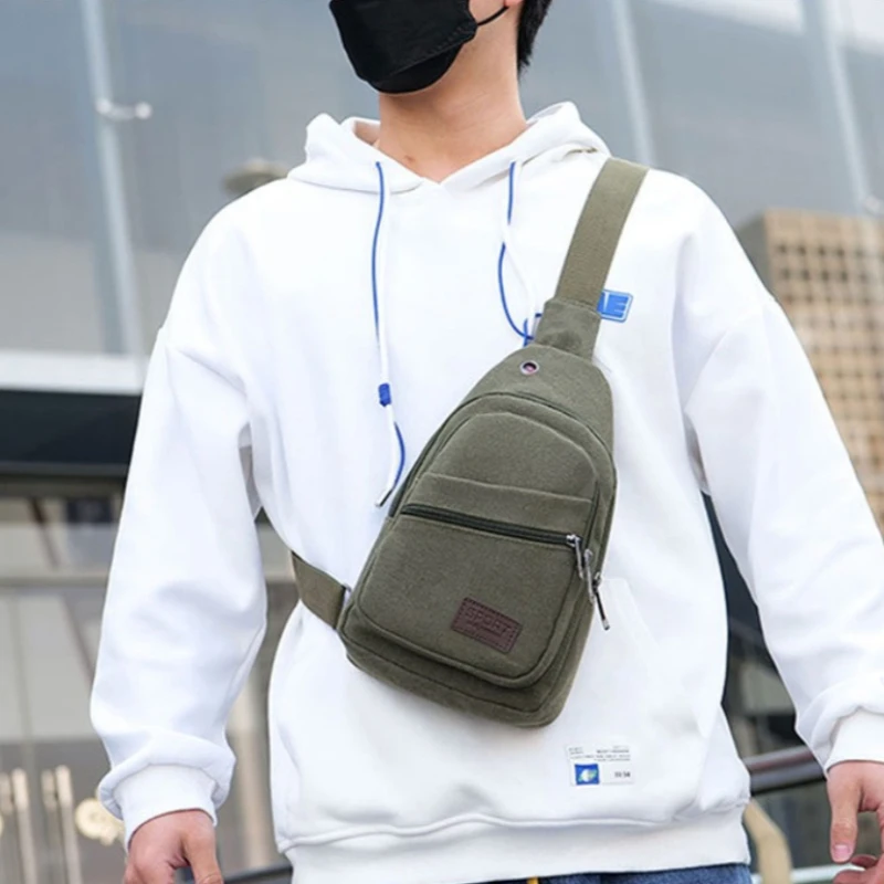 

Повседневная мужская нагрудная сумка большой вместимости, спортивная сумка из холщовой ткани, износостойкая модная сумка через плечо, мужская сумка на одно плечо