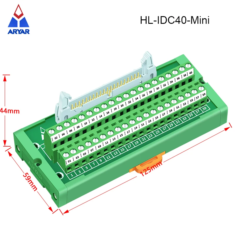 IDC40 Male Turn Terminal Block Board IDC 40 Connector DIN Rail Mounting Adapter