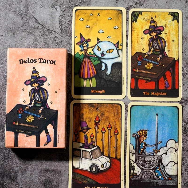 Delos Tarot, cartas de adivinación, juegos de mesa, Delos Tarots, versión completa en inglés, 78 cartas de tarot para principiantes