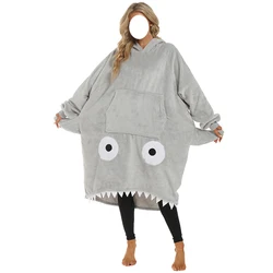 Fun Shark TV Blanket Hooded Home Clothes Couple Sleepwear Cartoon Gift Warm Shawl Animal Pajamas Enlarged Thickened Quilt