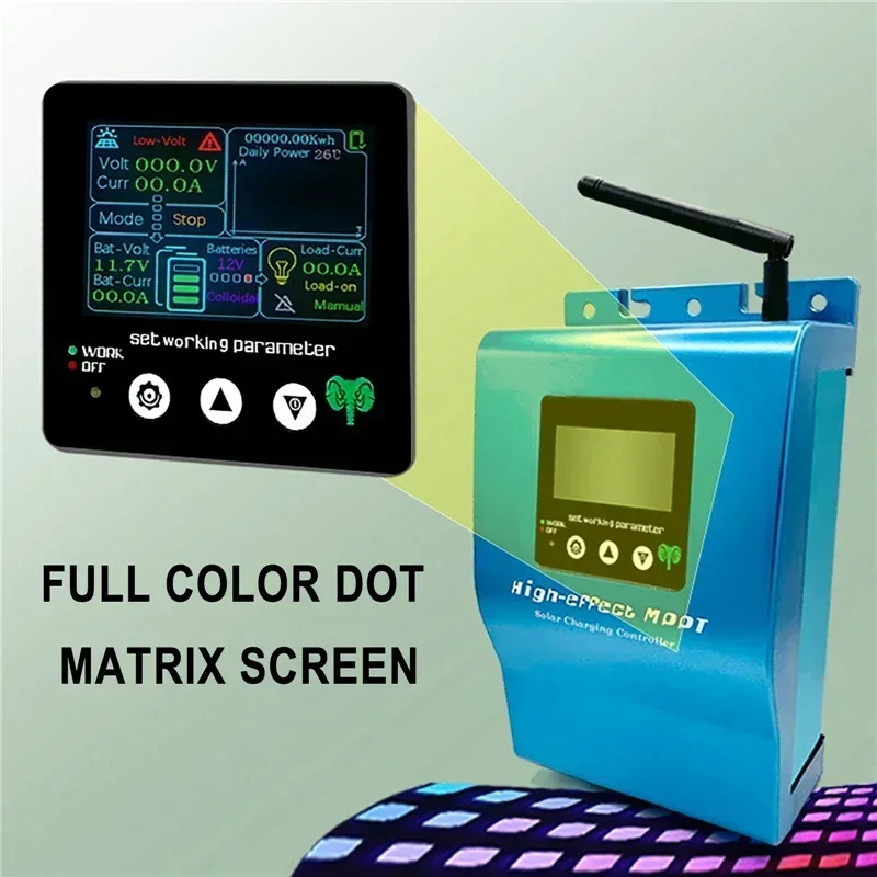 MPPT Solar Controller 12/24/36/48/60V Auto 20/40A Full Color Dot Matrix Display 0V Startup Intelligent Repair Battery Regulator