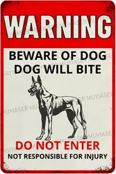 Warning Beware Of Dog Sign Dog Will Bite Belgian Malinois Aluminum Metal Tin Signs Outdoor Yard Sign Warning Sign For Fence Yard