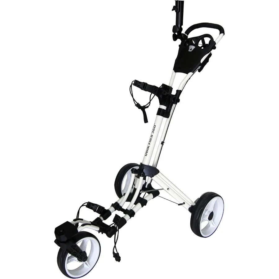 عربة دفع جولف 3 عجلات مع عجلة أمامية دوارة 360 درجة ثانية واحدة لفتح عربة سحب جولف خفيفة الوزن قابلة للطي مع فرامل القدم